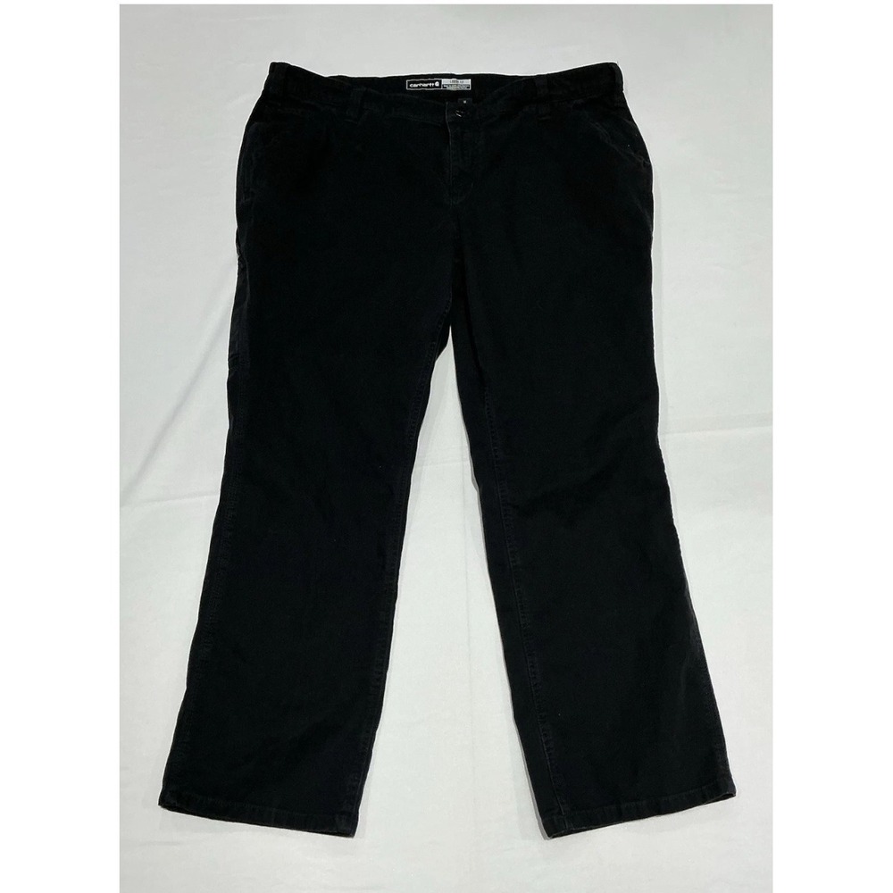 Carhartt Canvas Work Pants Womens 18 Short Black Loose Fit Rugged Flex Workwear